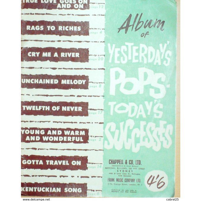 Cry My River Rags To Riches Kentuckian Song 8 Titres 1950