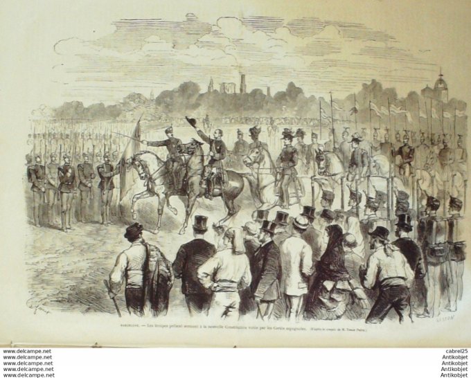 Le Monde illustré 1868 n°637 Italie Turin Prince Carignan Brest (29) Baie De Minon Espagne Barcelone