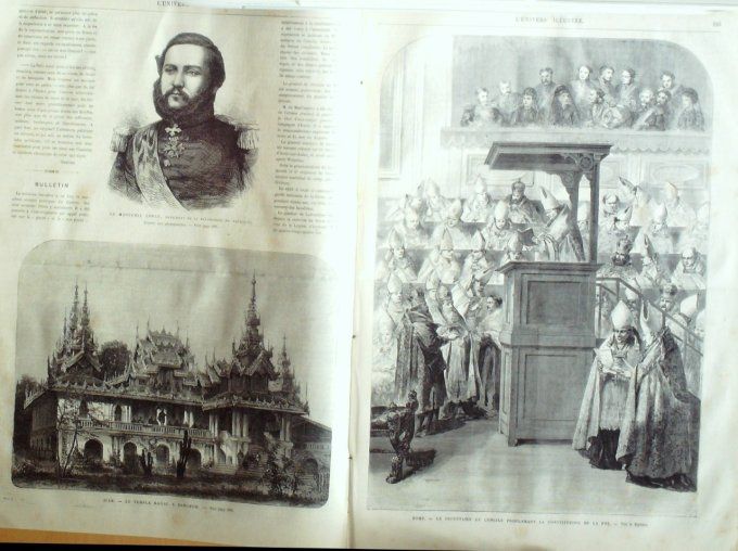 L'Univers illustré 1870 # 799 Siam Bangkok temple Rome Grèce Marathon Rembrandt 