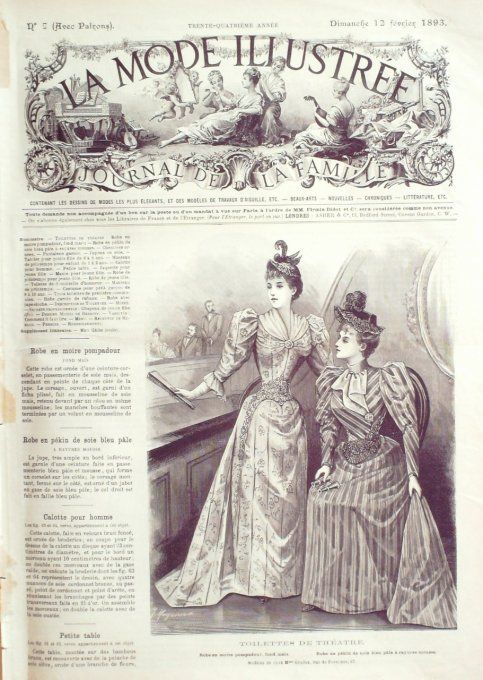 Journal Mode illustrée 1893 #  7 Toilettes de théâtre