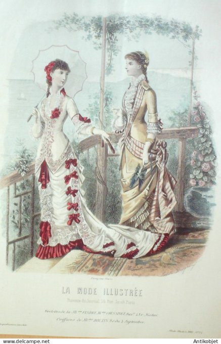 Gravure Mode illustree 1880 # 24 (Old Fashion plate)