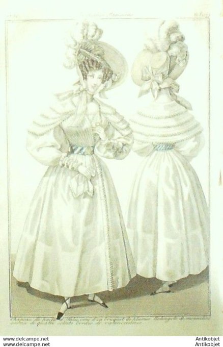 Gravure Mode Costume Parisien 1830 # 2807 (eau forte old Fashion plate