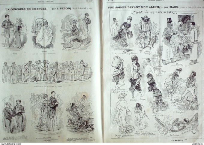 Le Journal Amusant 1880 # 1266 une soiree devant mon album par Mars