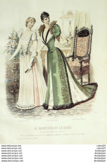 Gravure Mode Le Moniteur 1891 # 06 (Old Fashion plate)