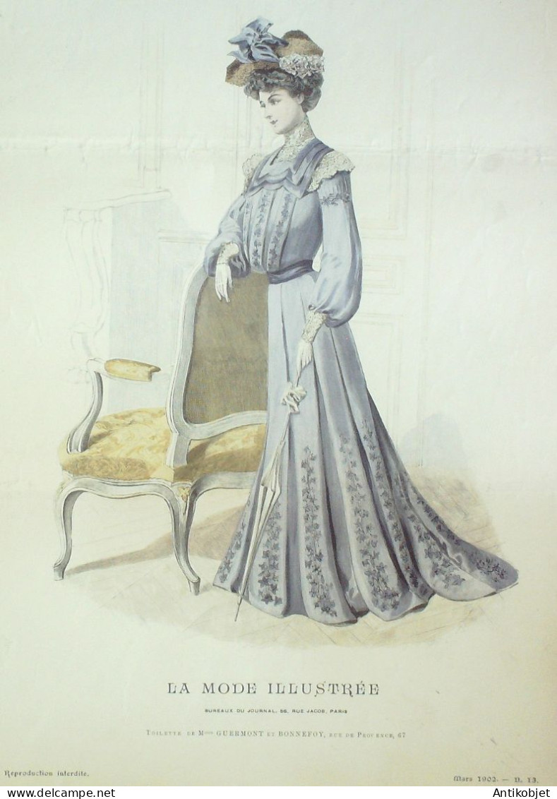 Gravure Mode illustree 1902 # 13 (Old Fashion plate) RARE