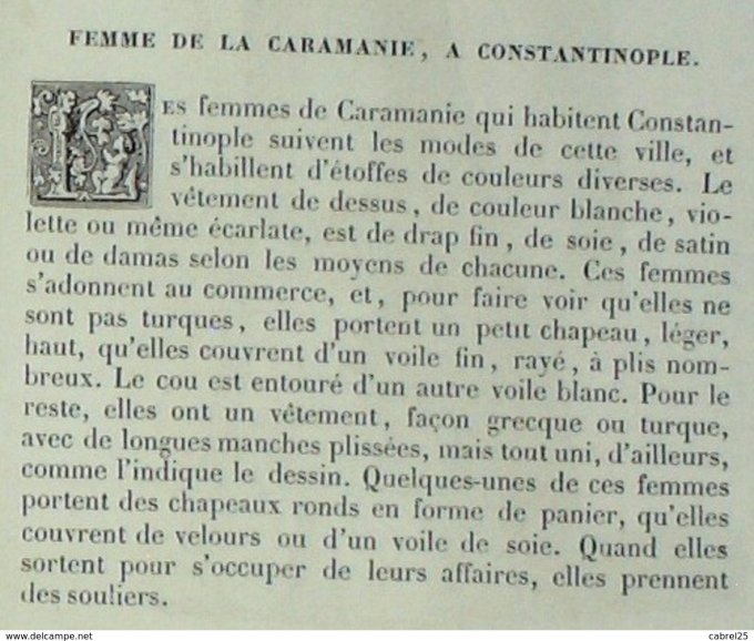 Turquie femme de la Caramanie à CONSTANTINOPLE  1859