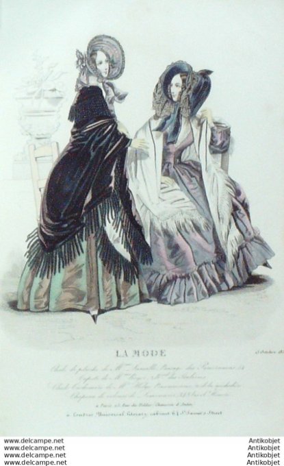 Gravure La mode 1838 # 35 (aquarelle old Fashion plate)