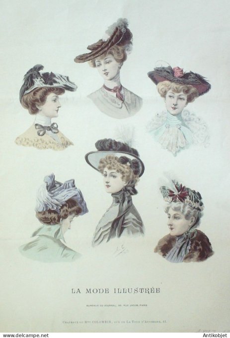 Gravure Mode illustree 1898 # 19 (Old Fashion plate) RARE