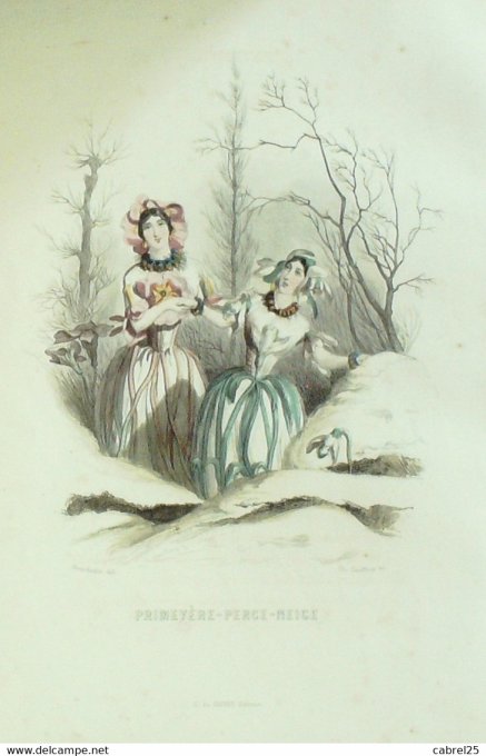 Grandville "Les Fleurs Animées" Primevere Perce Neige 1847
