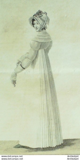 Gravure de mode Costume Parisien 1811 n°1147 Robe perkale