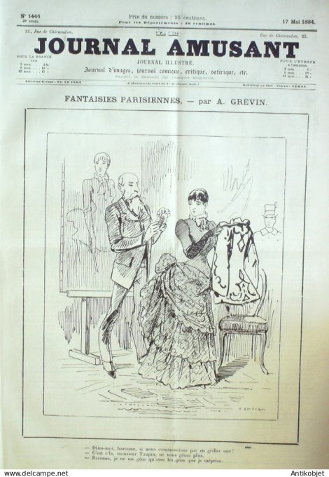 Le Journal Amusant 1884 # 1446 Papotage autour de la peinture par Mars
