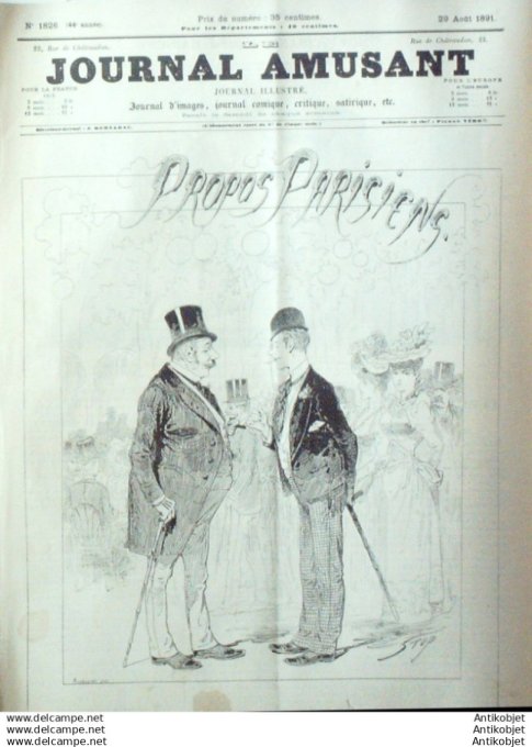 Le Journal Amusant 1891 # 1826 Zizzags de vacances par Mars Preface des manoeuvres par Henriot