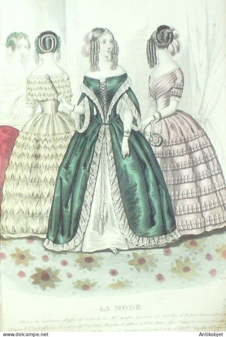 Gravure La mode 1846 #  4 (aquarelle old Fashion plate)