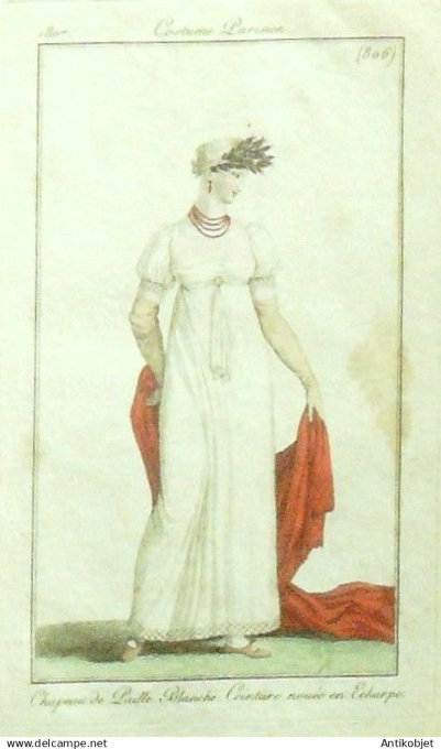 Costume Parisien 1807 # 806 (eau forte) Ceinture nouée en écharpe