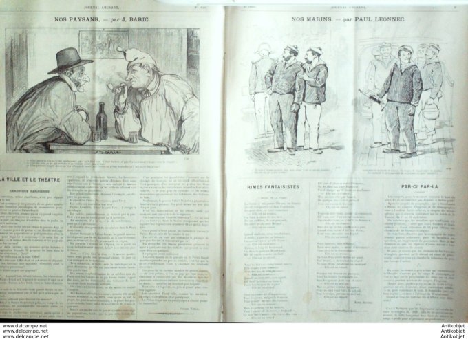 Le Journal Amusant 1891 # 1826 Zizzags de vacances par Mars Preface des manoeuvres par Henriot