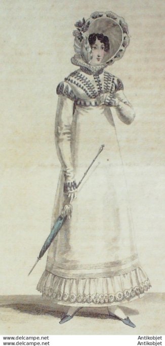 Gravure de mode Costume Parisien 1818 n°1730 Spencer de reps