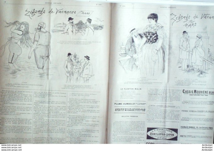 Le Journal Amusant 1891 # 1826 Zizzags de vacances par Mars Preface des manoeuvres par Henriot