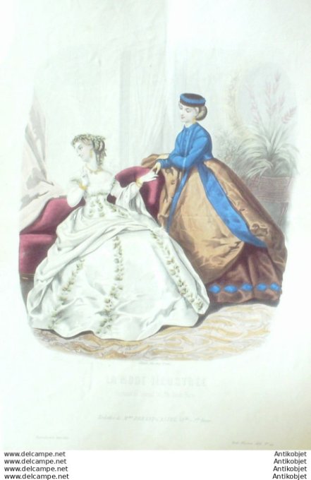 Gravure Mode illustree 1866 # 44 (Old Fashion plate)