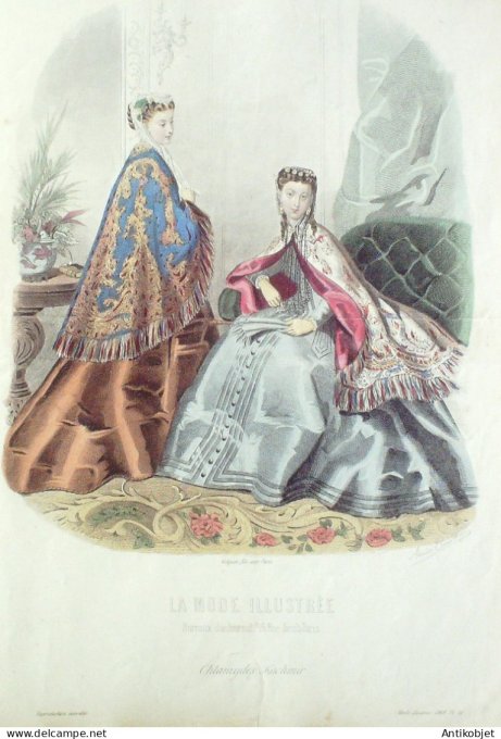 Gravure Mode illustree 1868 # 11 (Old Fashion plate)