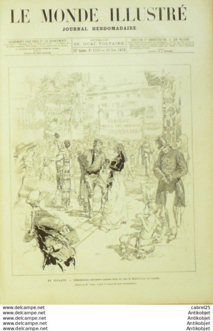 Le Monde illustré 1879 n°1183 Challans (44) Carcassonne (11) Espagne Madrid Carpeaux Croquis