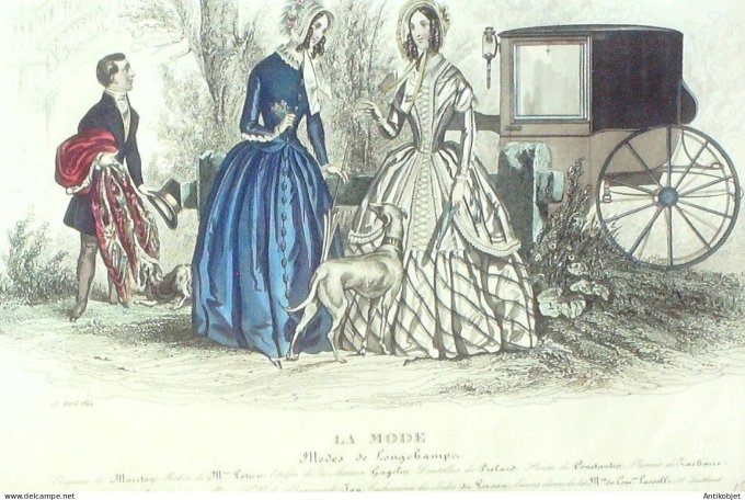 Gravure La mode 1844 # 10 (aquarelle old Fashion plate)