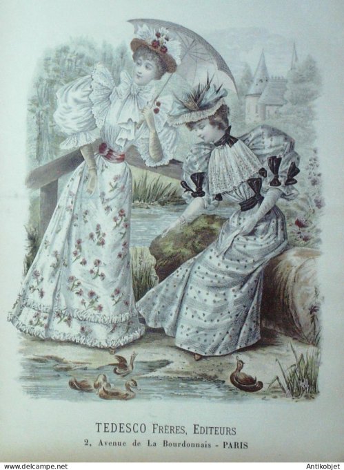 Gravure  de mode Costume Parisien 1799 n° 123 (An 7) Négligé. Toquet de forme