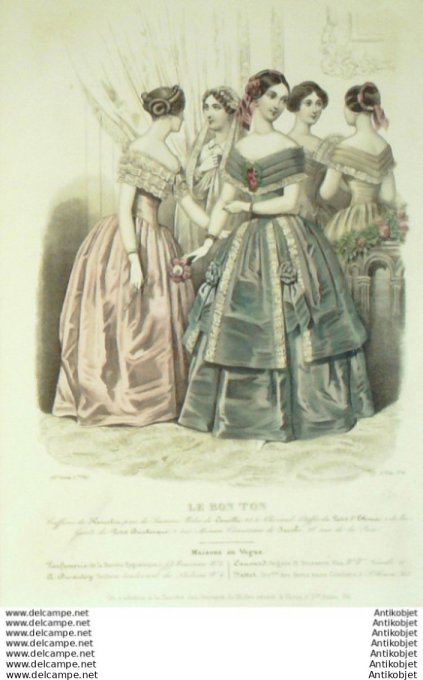 Gravure Mode Le Bon Ton 1847 14 #  8 (aquarelle old fashion plate)