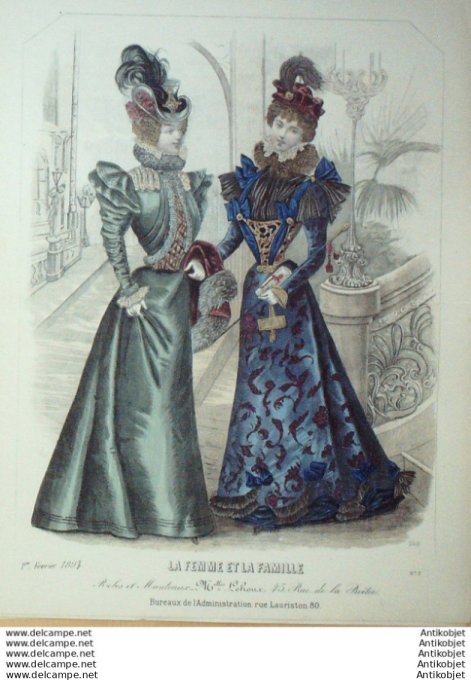 Gravure Mode La Femme & La Famille 1897 # 02 (Old Fashion plate)