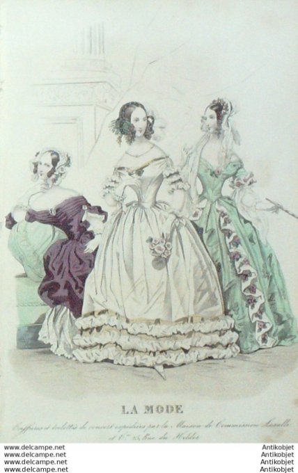 Gravure La mode 1839 #  6 (aquarelle old Fashion plate)