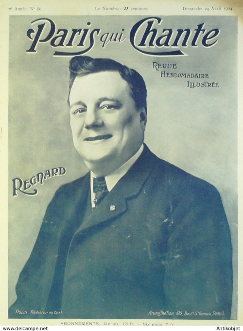 Paris qui chante 1904 n° 66 Regnard Rictus Mazert Sinoël Fernandez Granville
