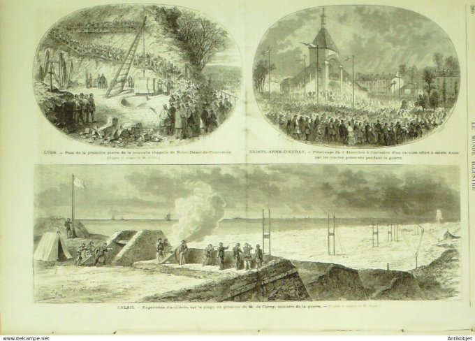 Le Monde illustré 1872 n°819 Calais (62) Cancale St-Malo (35) Ecole militaire tondage des chevaux