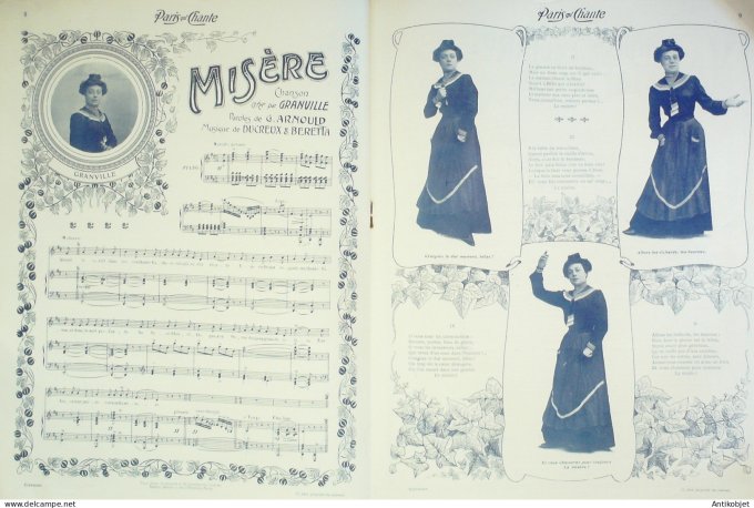 Paris qui chante 1904 n° 66 Regnard Rictus Mazert Sinoël Fernandez Granville