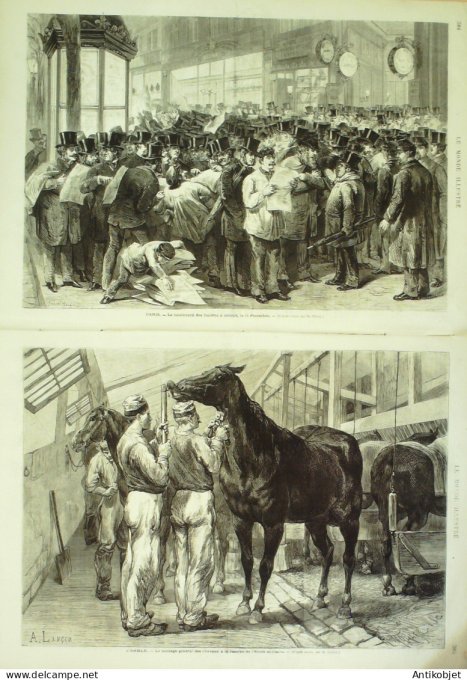 Le Monde illustré 1872 n°819 Calais (62) Cancale St-Malo (35) Ecole militaire tondage des chevaux