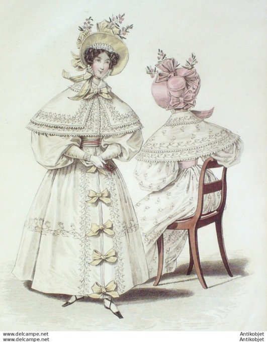 Costume Parisien 1832 # 3011 Peignoir mousseline brodée