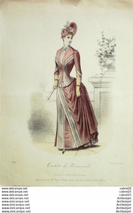 Gravure Mode Le Coquet 1888 # 17 (Old Fashion plate)