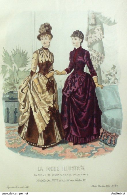 Gravure Mode illustree 1885 # 43 (Old Fashion plate)