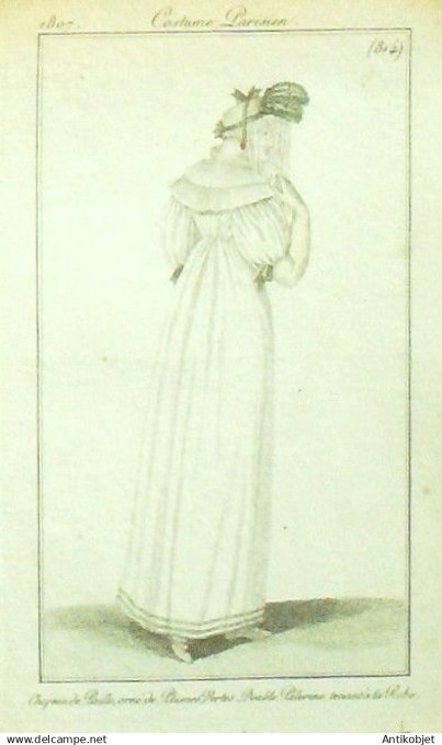 Costume Parisien 1807 # 814 (eau forte) Pélerine tenant à la robe
