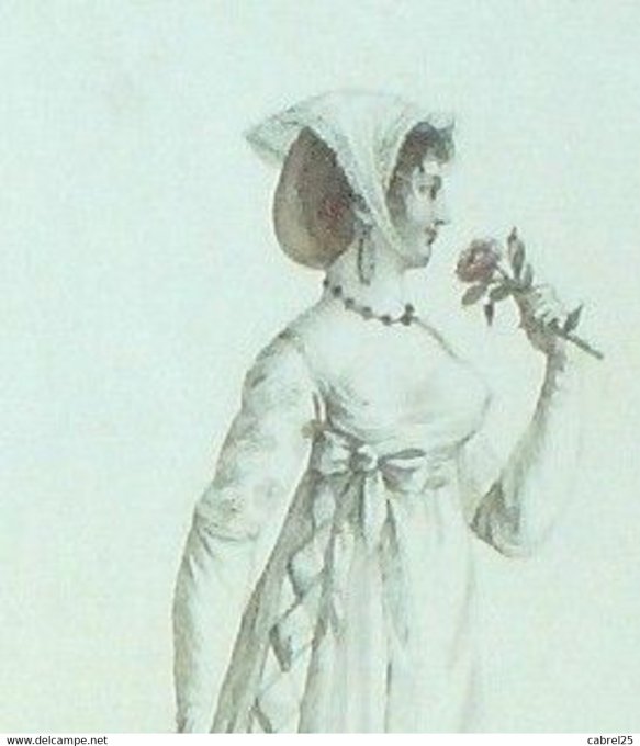 Gravure La mode 1833 n°340 Batelière robe de reps façonné