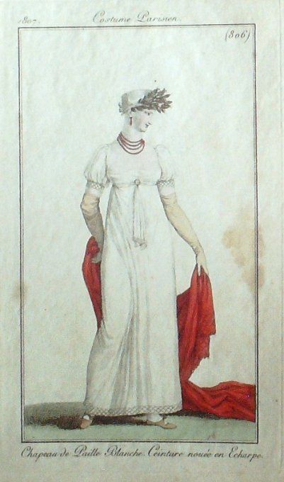 Gravure Mode Costume Parisien 1807 #  806 (eau forte old Fashion plate