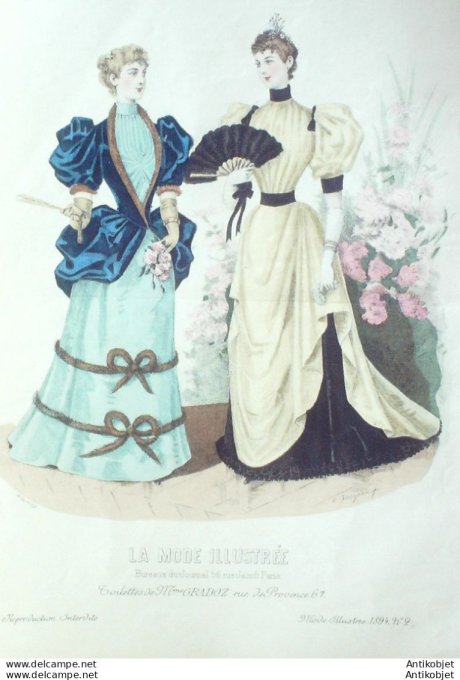 Gravure Mode illustree 1894 #  2 (Old Fashion plate) rare