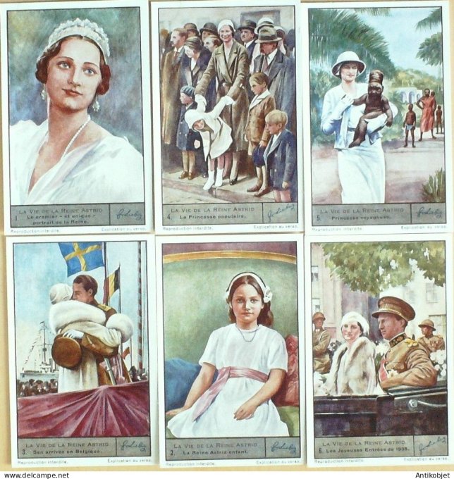 Chromo Liebig Sang 1346a La Reine Astrid (la) 1-6 (1936)