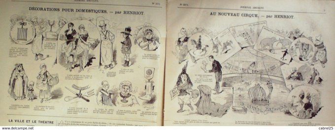 Le Journal amusant 1886 n° 1571 CIRQUE HENRIOT PROMENADE en TYROL STOP VOYAGE LEONNEC
