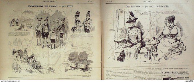 Le Journal amusant 1886 n° 1571 CIRQUE HENRIOT PROMENADE en TYROL STOP VOYAGE LEONNEC