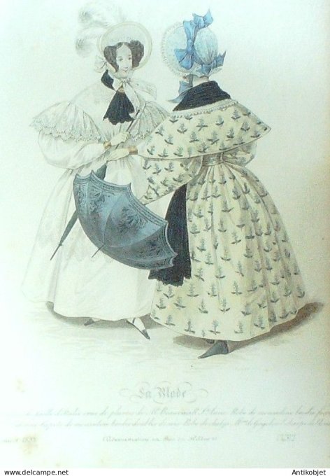 Gravure La mode 1833 # 312 (aquarelle old Fashion plate)