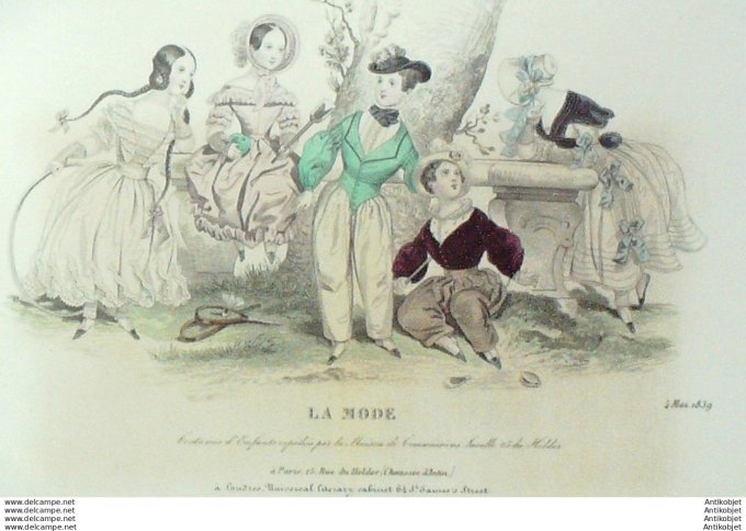 Gravure La mode 1839 # 15 (aquarelle old Fashion plate)