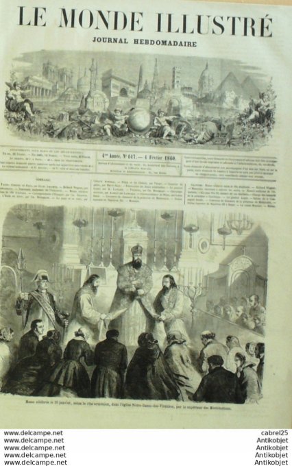 Le Monde illustré 1860 n°147 Pie IX Maroc Castillejos Napoléon III Italie Turin