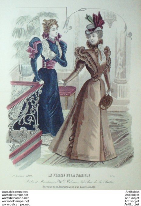 Gravure Mode La Femme & La Famille 1896 # 11 (Old Fashion plate)