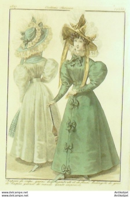 Costume Parisien 1827 # 2538 Redingote de gros de Naples