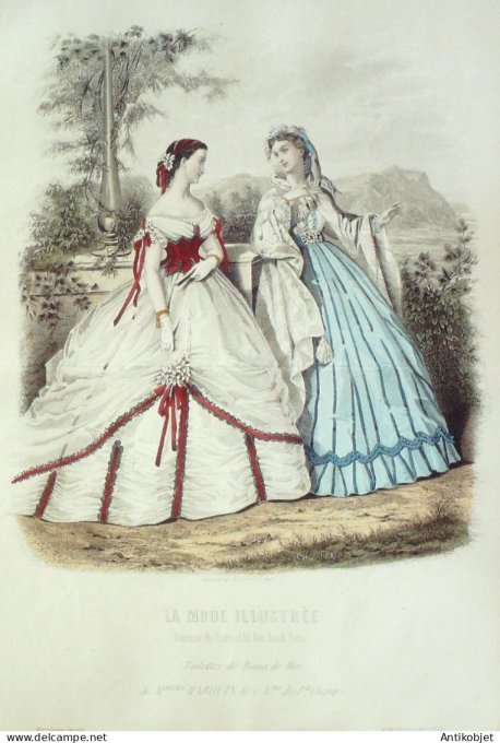 Gravure Mode illustree 1865 # 28 (Old Fashion plate)