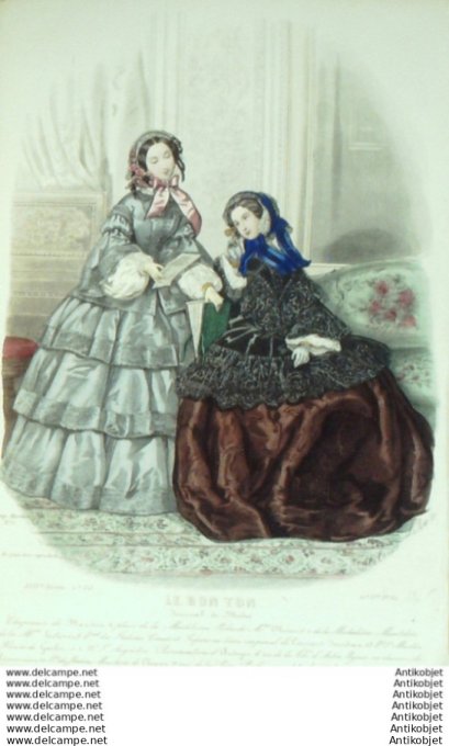 Gravure Mode Le Bon Ton 1855 22 # 31 (aquarelle old fashion plate)